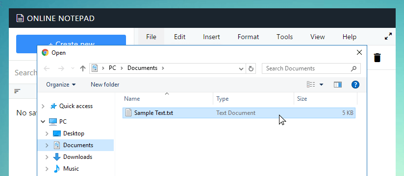 Open file dialog in Sockseo